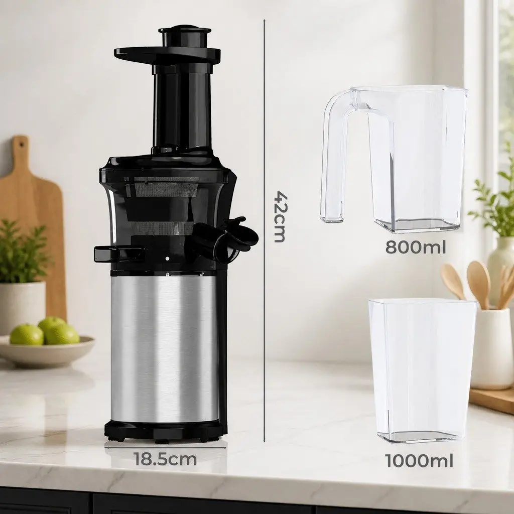 Slow Juicer Kitchen Appliance Compact Size 95-105 RPM Cold Press System Anti-Clog Function