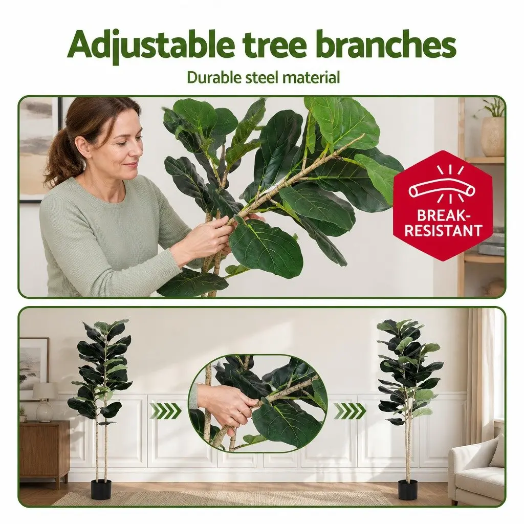 Artificial Fiddle Tree Indoor Decor 150cm Green Home Garden