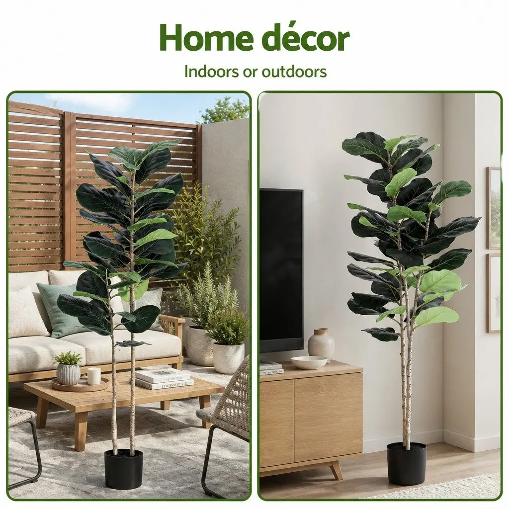 Artificial Fiddle Tree Indoor Decor 150cm Green Home Garden