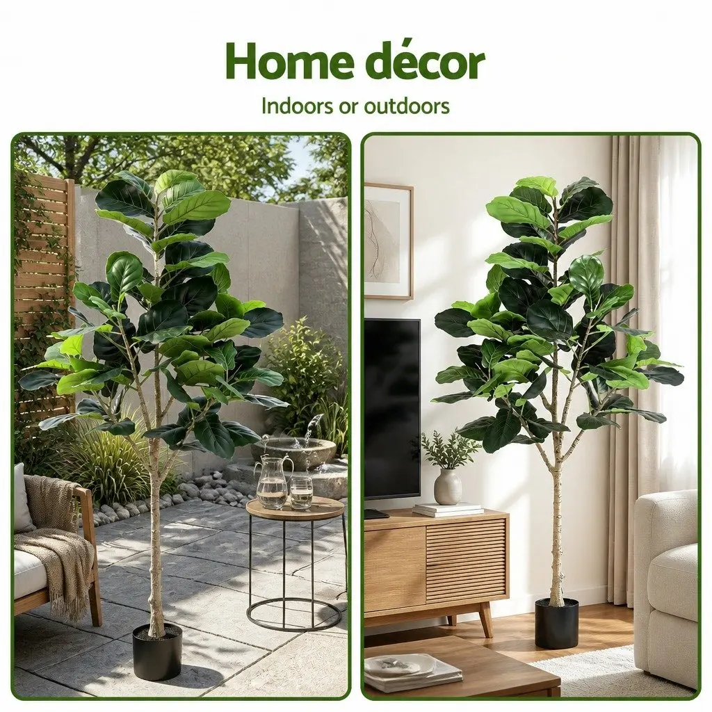 Artificial Fiddle Tree Indoor 180cm Faux Plant Decorative Greenery