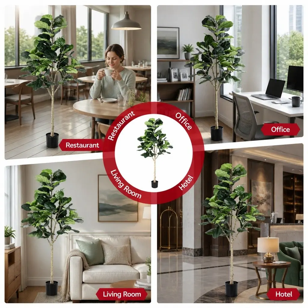 Artificial Fiddle Tree Indoor 180cm Faux Plant Decorative Greenery