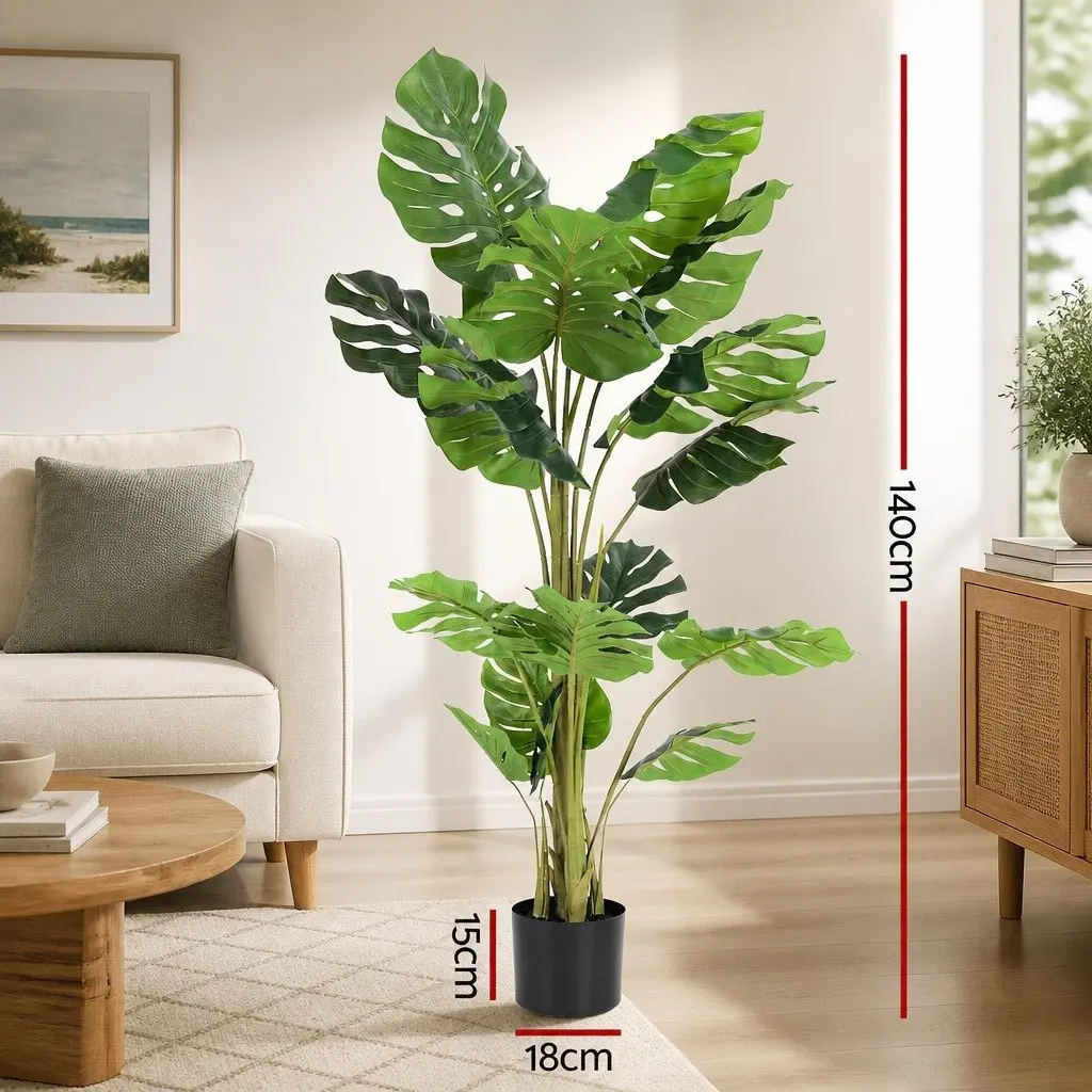 Artificial Monstera Tree Indoor 140cm Decorative Faux Plant Tropical Home