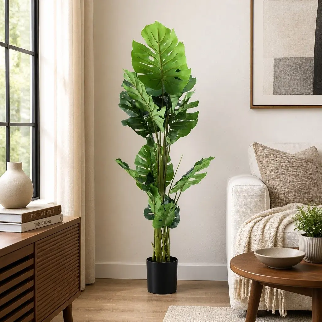 Artificial Monstera Tree Indoor 140cm Decorative Faux Plant Tropical Home
