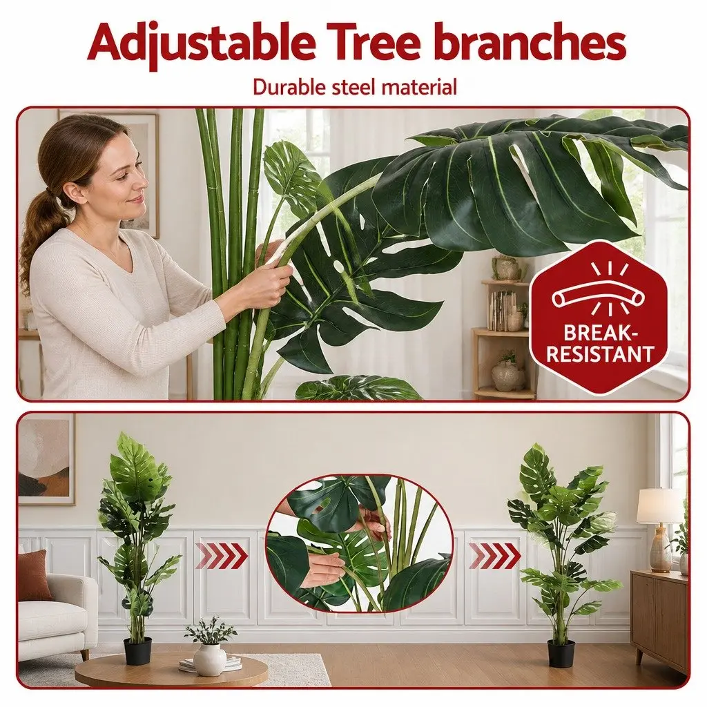 Artificial Monstera Tree Indoor 140cm Decorative Faux Plant Tropical Home