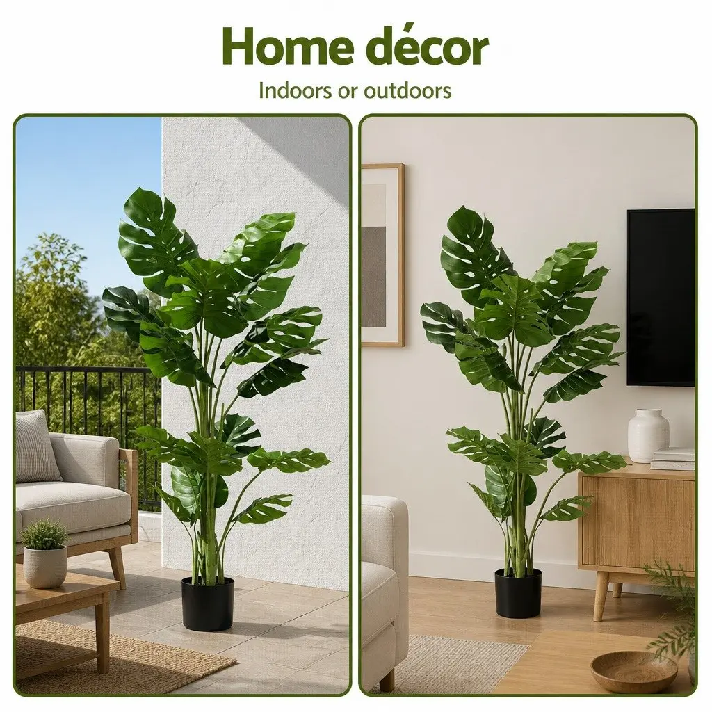 Artificial Monstera Tree Indoor 140cm Decorative Faux Plant Tropical Home