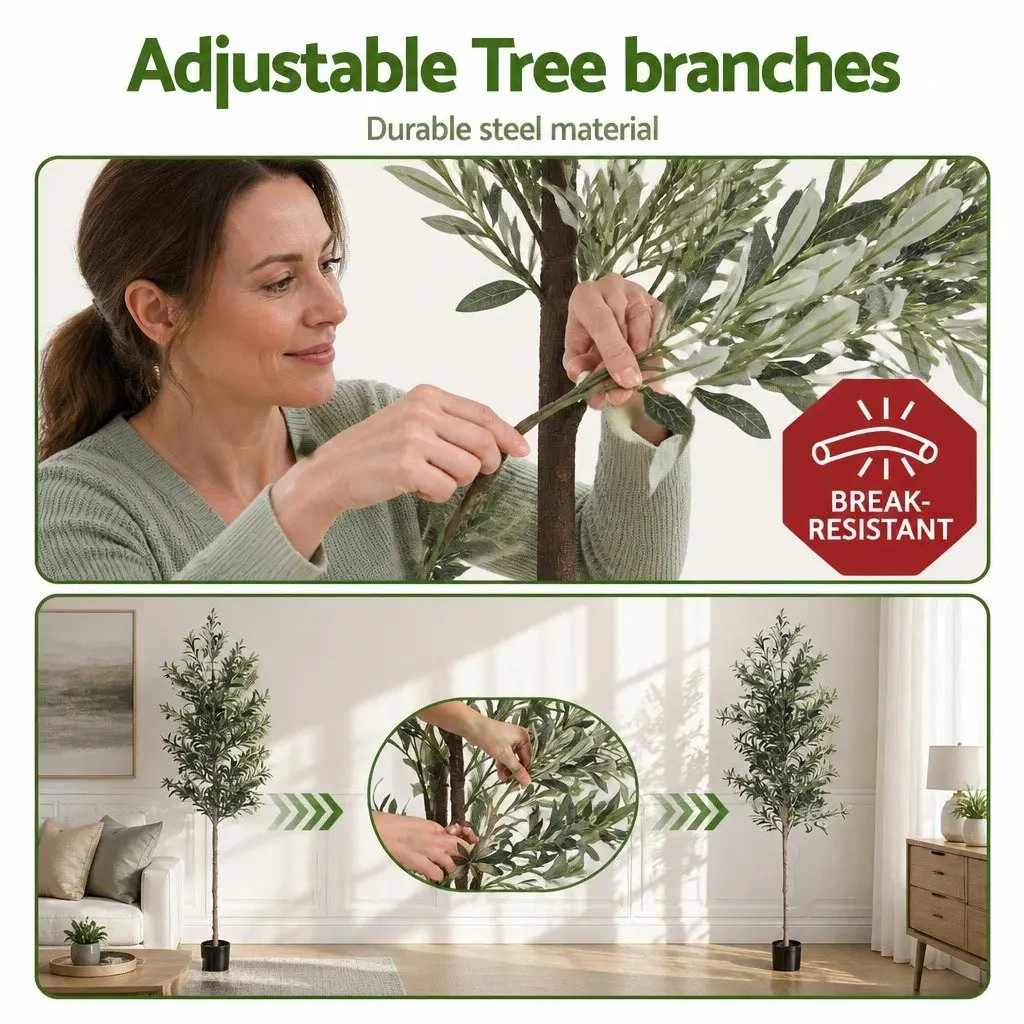 Artificial Tree 210cm Green Faux Olive Plant Indoor Outdoor Home Decor Lifelike