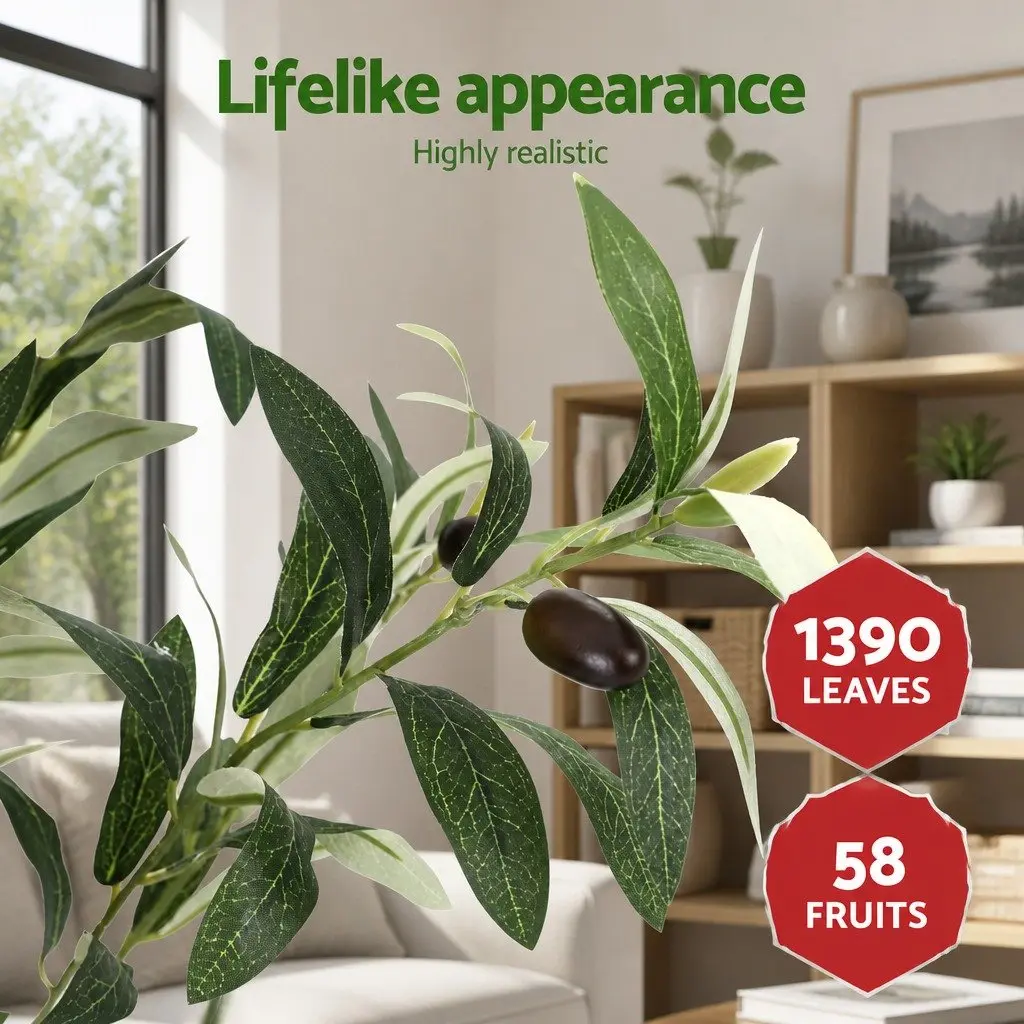 Artificial Tree 210cm Green Faux Olive Plant Indoor Outdoor Home Decor Lifelike