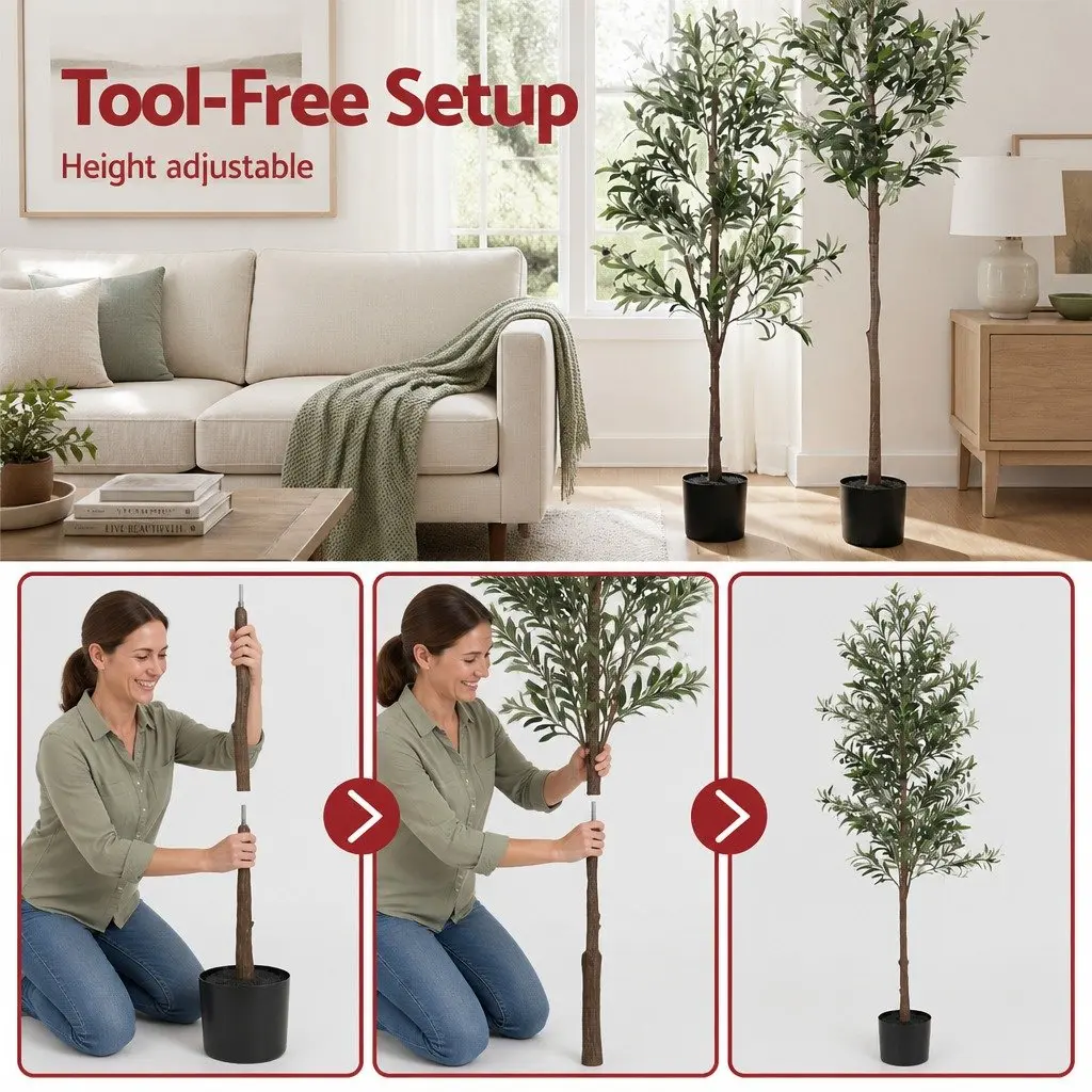 Artificial Tree 210cm Green Faux Olive Plant Indoor Outdoor Home Decor Lifelike