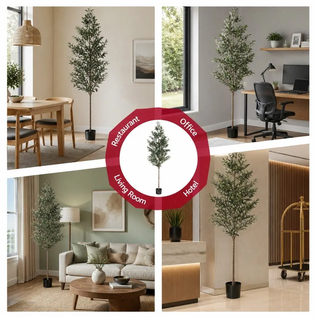 Artificial Tree 210cm Green Faux Olive Plant Indoor Outdoor Home Decor Lifelike