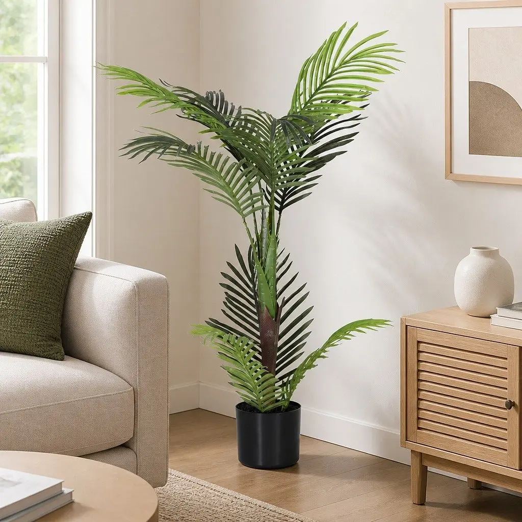 Artificial Palm Tree Indoor Outdoor 100cm Faux Tropical Plant Decor Green