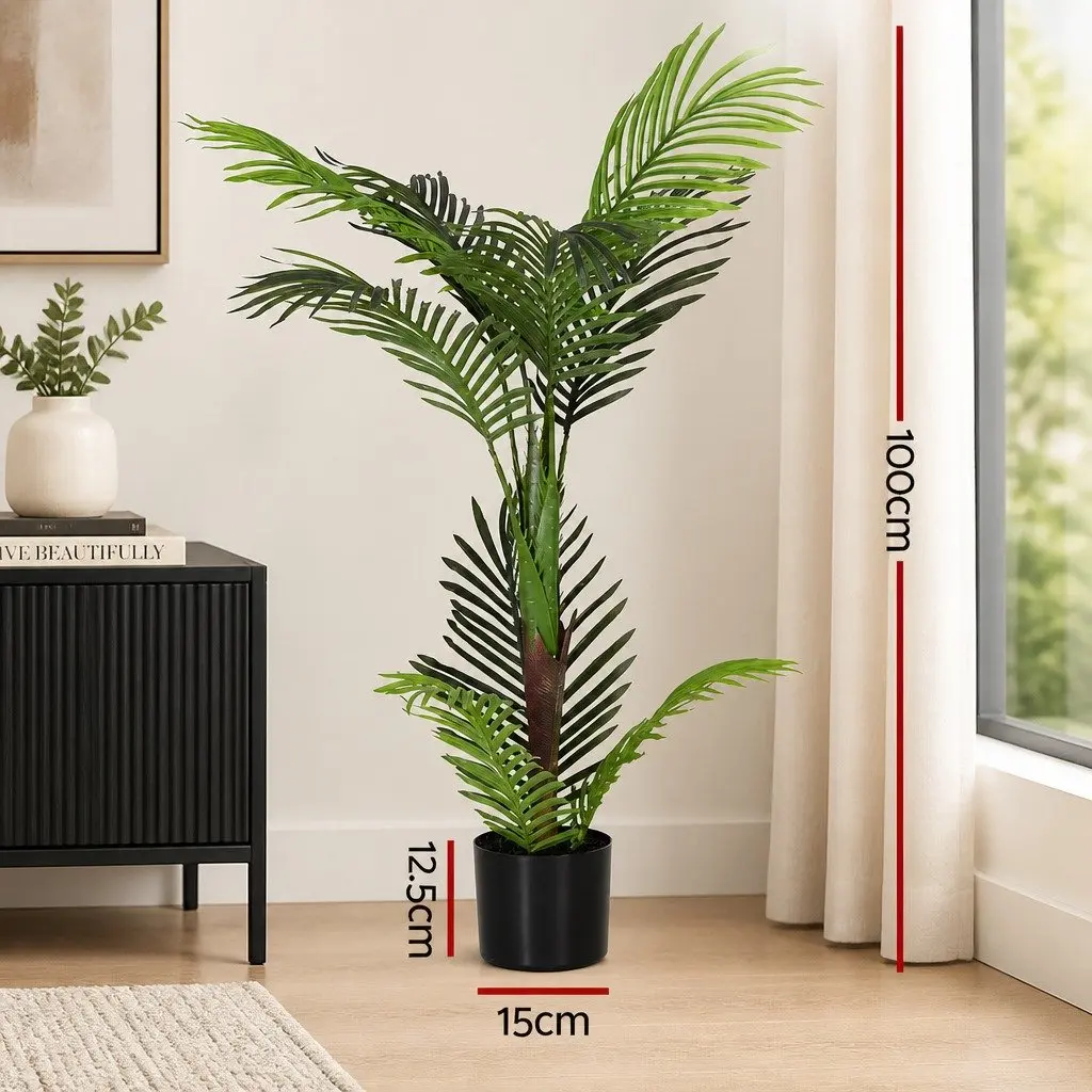 Artificial Palm Tree Indoor Outdoor 100cm Faux Tropical Plant Decor Green