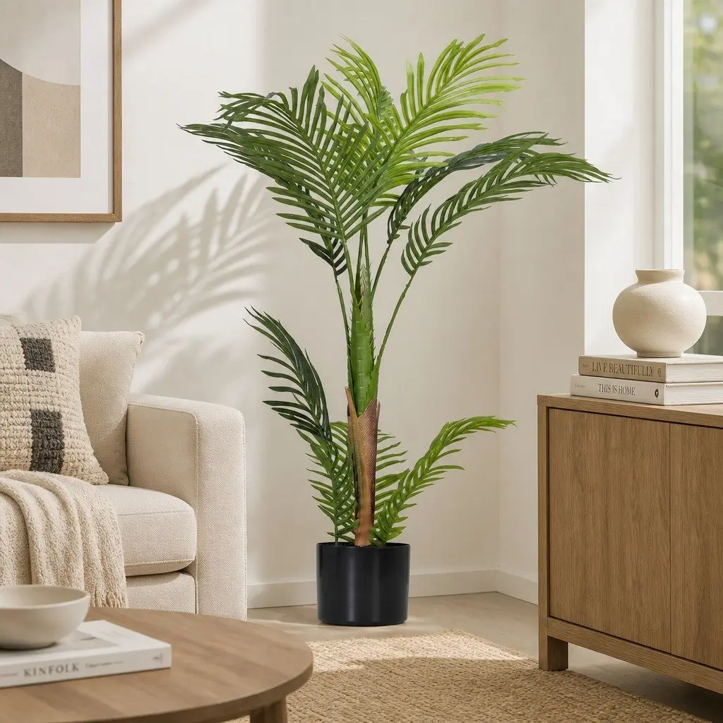 Artificial Palm Tree Indoor Outdoor 100cm Faux Tropical Plant Decor Green