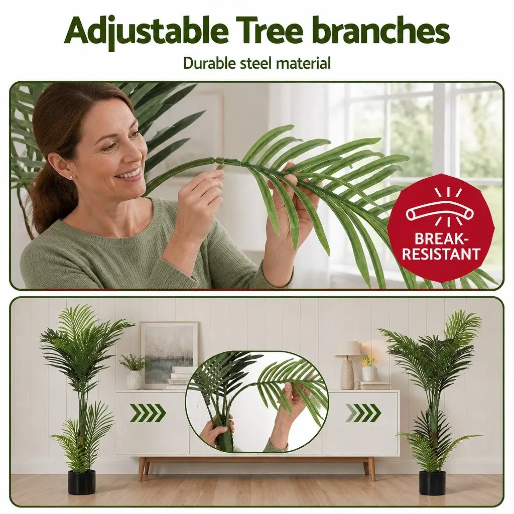 Artificial Palm Tree Indoor Outdoor 100cm Faux Tropical Plant Decor Green