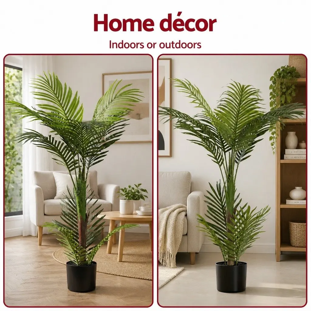 Artificial Palm Tree Indoor Outdoor 100cm Faux Tropical Plant Decor Green
