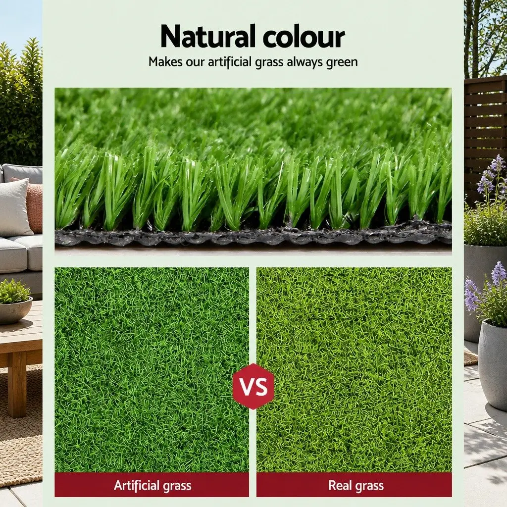 Artificial Grass Synthetic Lawn Turf for Outdoor Use 2m x 10m 10mm Pile Green
