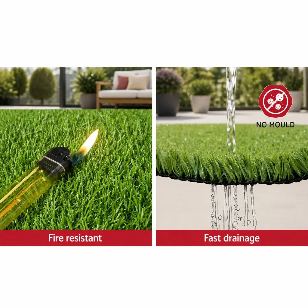 Artificial Grass Synthetic Lawn Turf for Outdoor Use 2m x 10m 10mm Pile Green