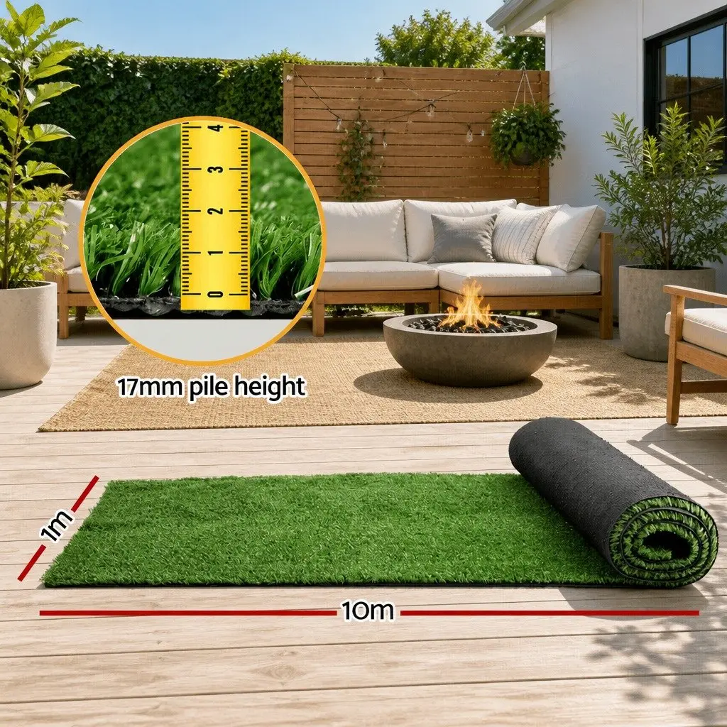 Artificial Grass Turf 1m x 10m, 17mm Pile Height