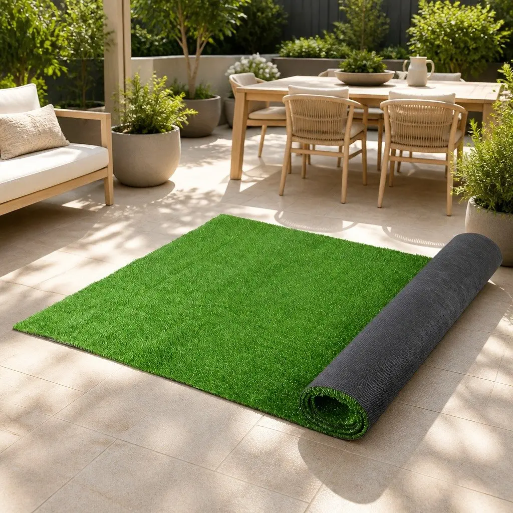 Artificial Grass Synthetic Lawn Turf 1m x 20m 17mm Olive Green Roll Backyard