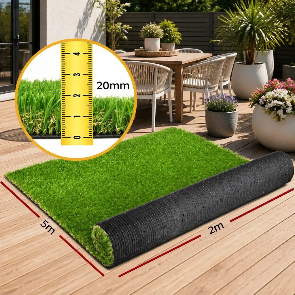 Synthetic Artificial Grass Turf 20mm Pile Outdoor Garden Lawn 2m x 5m