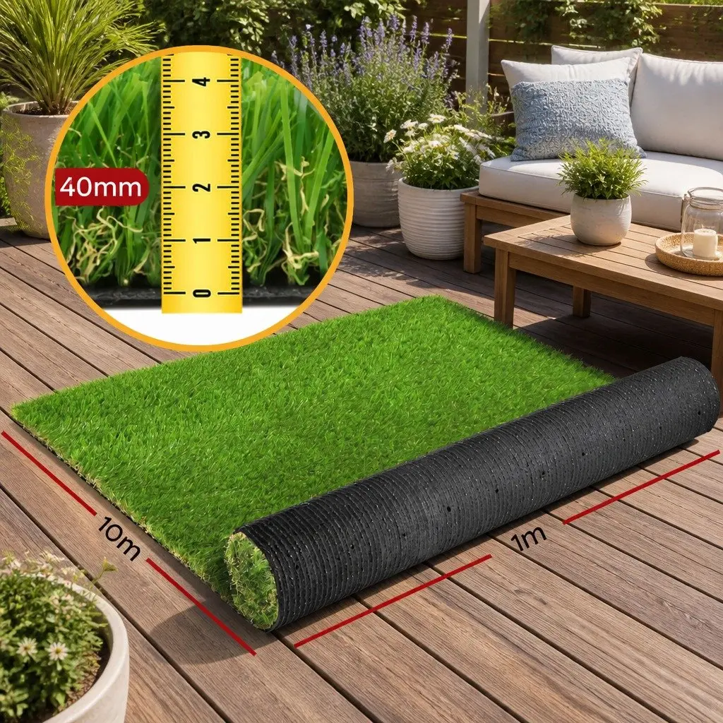 Artificial Grass Synthetic Turf 40mm Pile Landscaping Garden 1m x 10m Roll