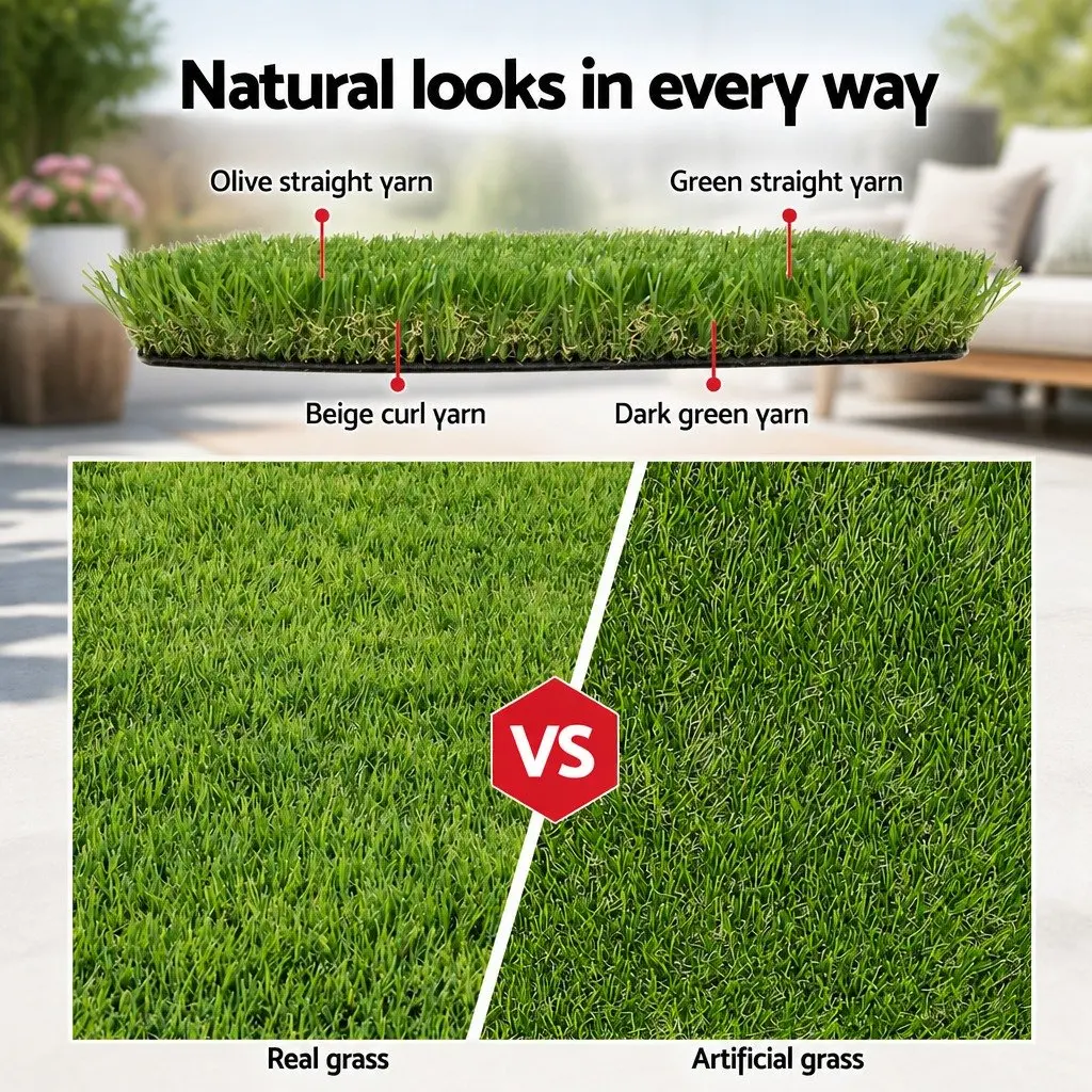 Artificial Grass Synthetic Turf 40mm Pile Landscaping Garden 1m x 10m Roll