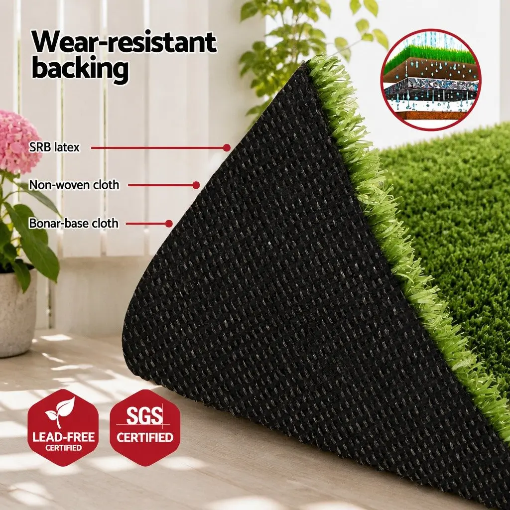 Artificial Grass Turf Rug Synthetic Lawn Mat 15mm Indoor Outdoor Drainage Olive Green 50cm x 2m