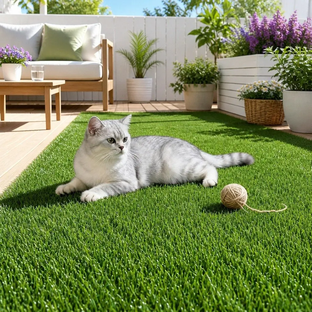 Artificial Grass Turf Rug Synthetic Lawn Mat 15mm Indoor Outdoor Drainage Olive Green 50cm x 2m