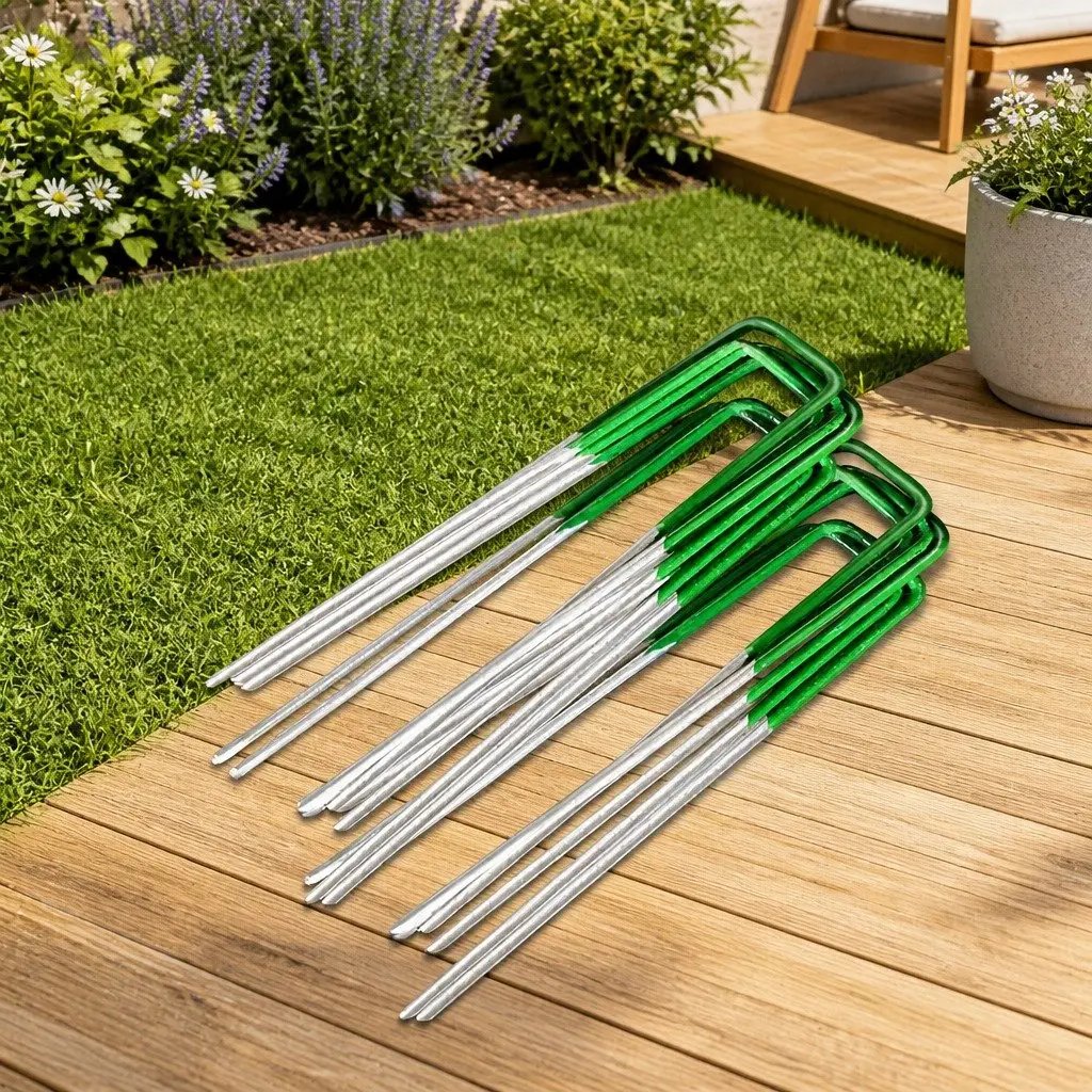 Synthetic Grass Pins 100pcs U-Shape Turf Pegs Galvanized Steel Landscape Weed