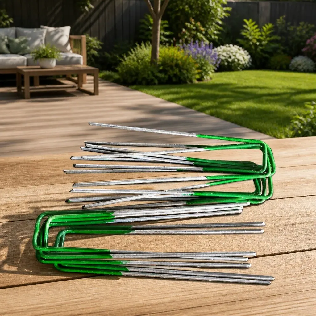 Synthetic Grass Pins 100pcs U-Shape Turf Pegs Galvanized Steel Landscape Weed