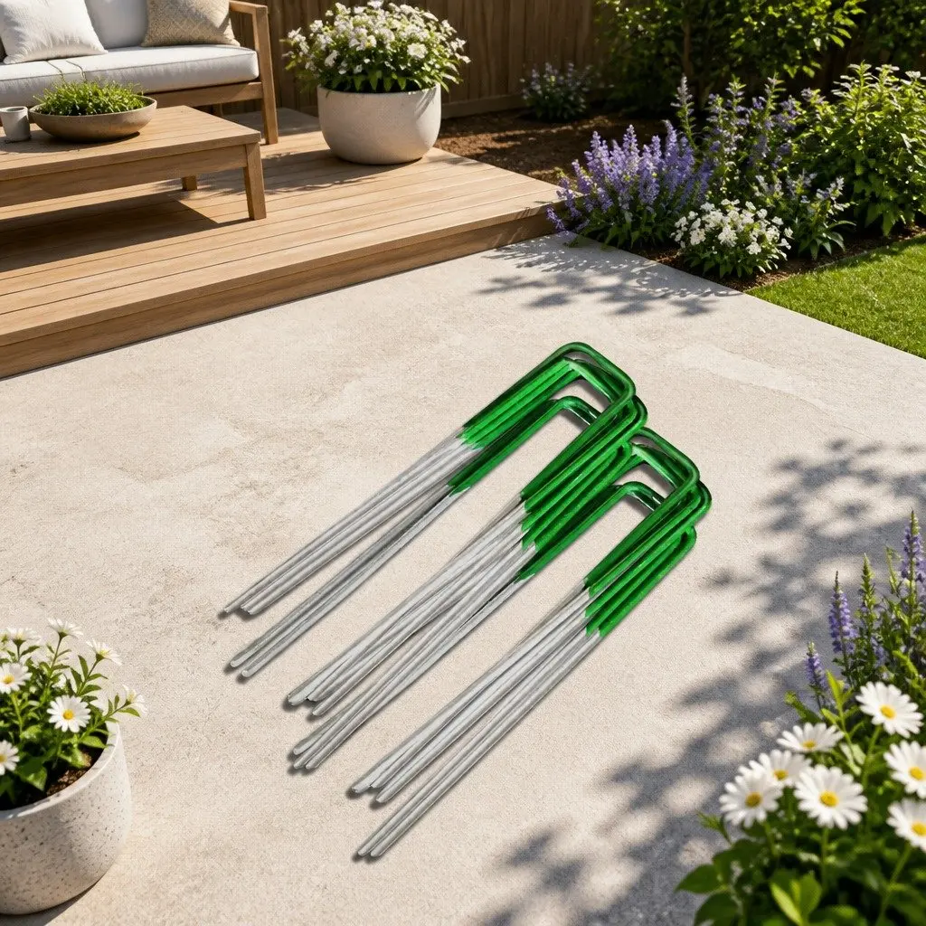 Synthetic Grass Pins 100pcs U-Shape Turf Pegs Galvanized Steel Landscape Weed