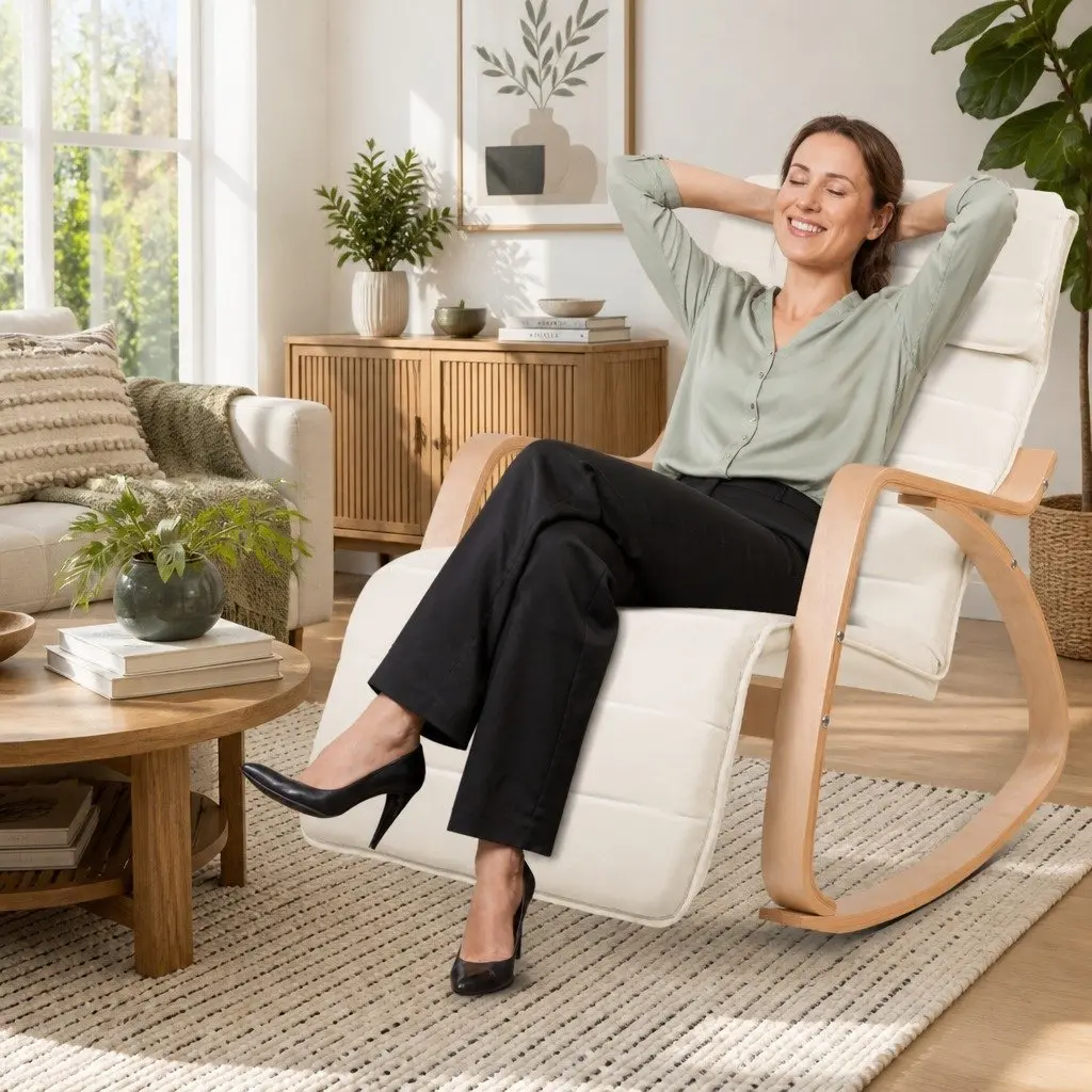 Beige Rocking Armchair