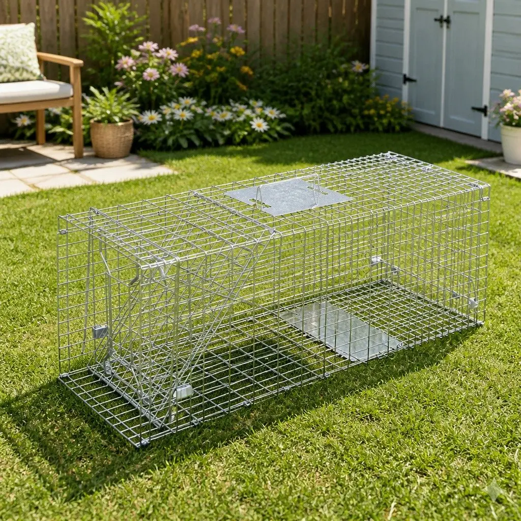 Humane Animal Trap Cage for Pest Control 79x28cm Collapsible with Spring Door