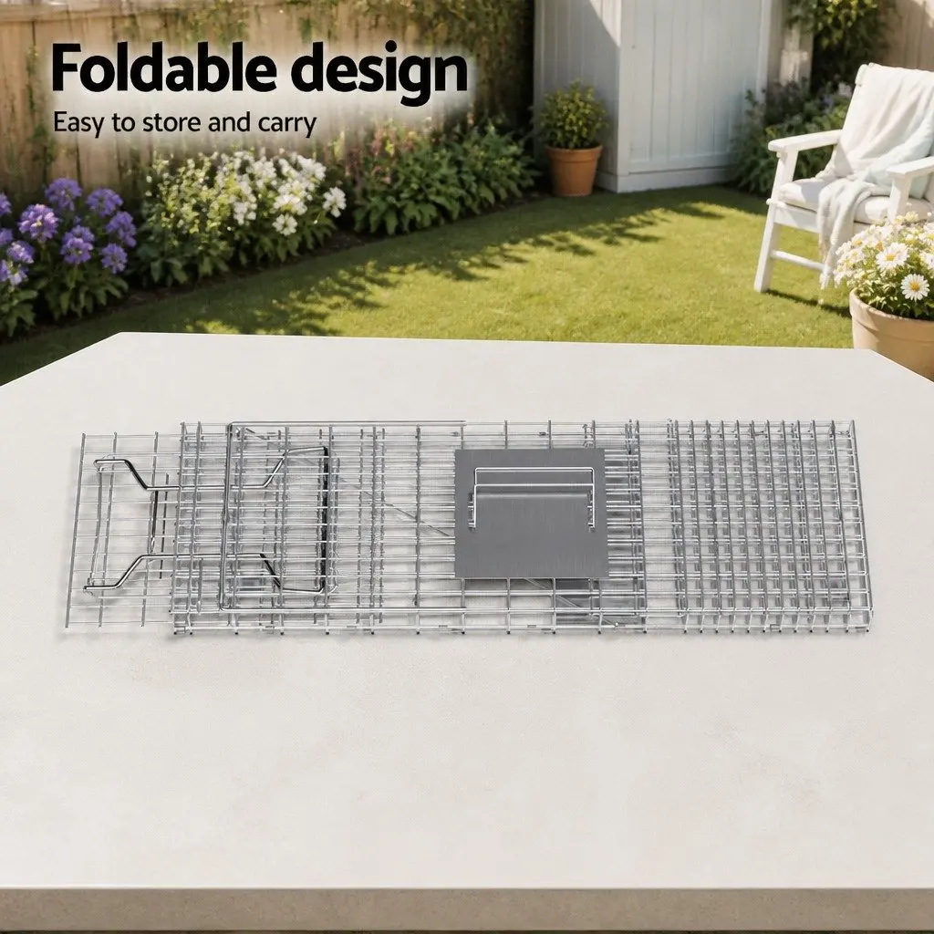 Humane Animal Trap Cage for Pest Control 79x28cm Collapsible with Spring Door