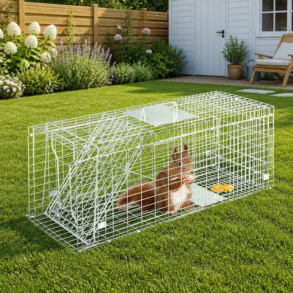 Humane Animal Trap Cage for Pest Control 79x28cm Collapsible with Spring Door