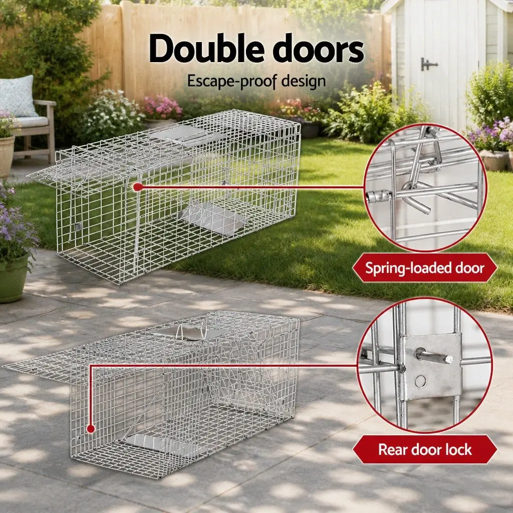 Humane Animal Trap Cage for Pest Control 79x28cm Collapsible with Spring Door