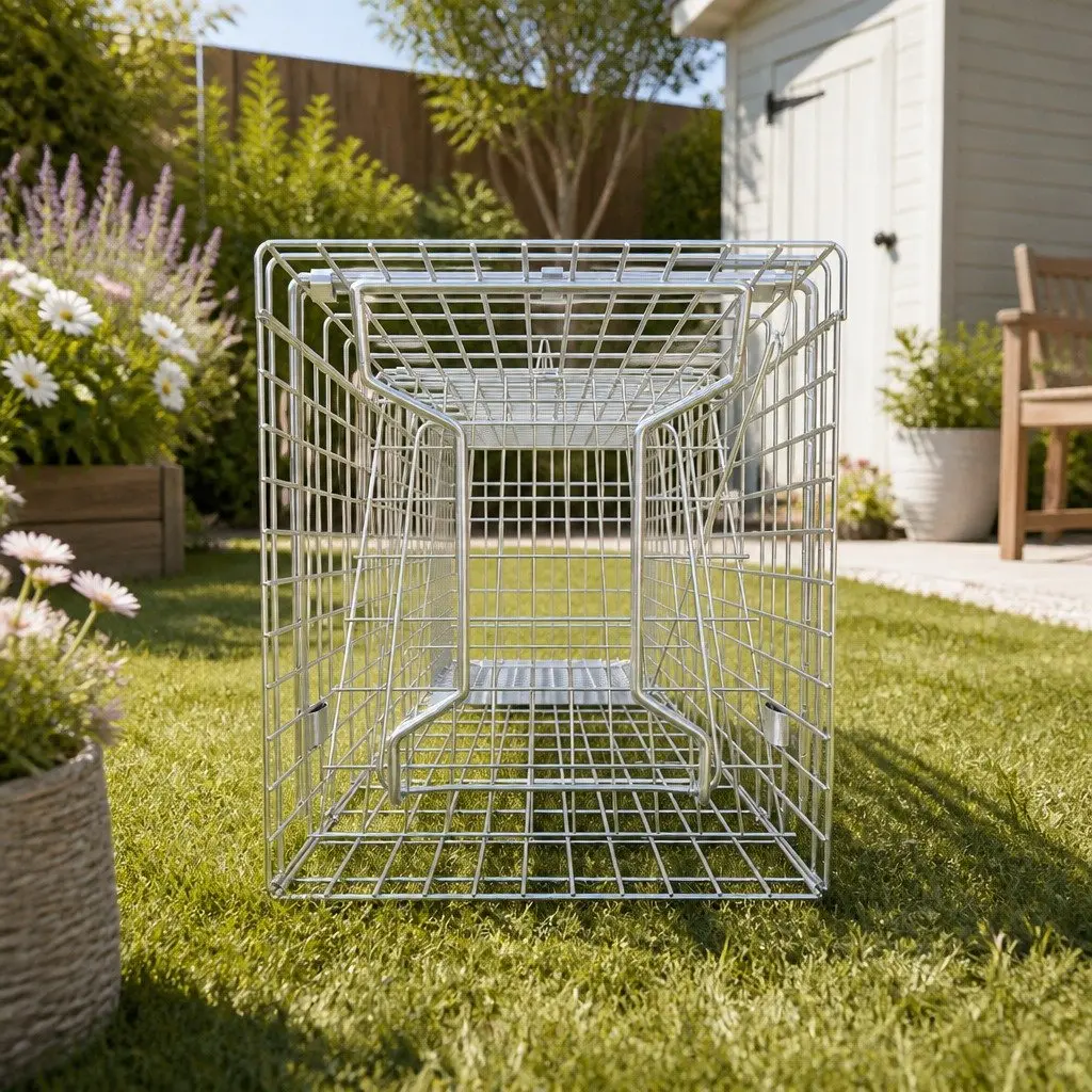 Humane Animal Trap Cage for Pest Control 79x28cm Collapsible with Spring Door