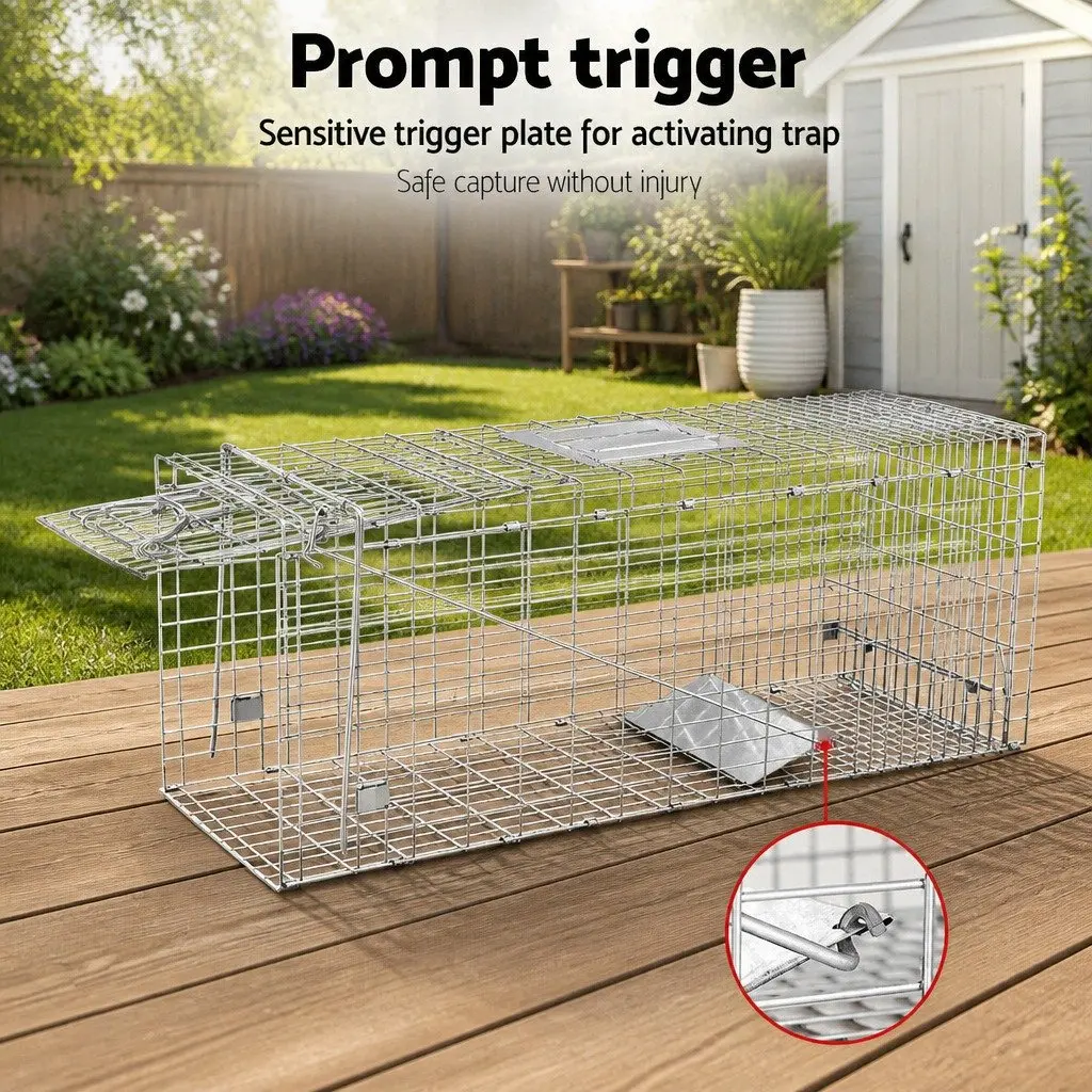 Humane Animal Trap Cage for Pest Control 79x28cm Collapsible with Spring Door