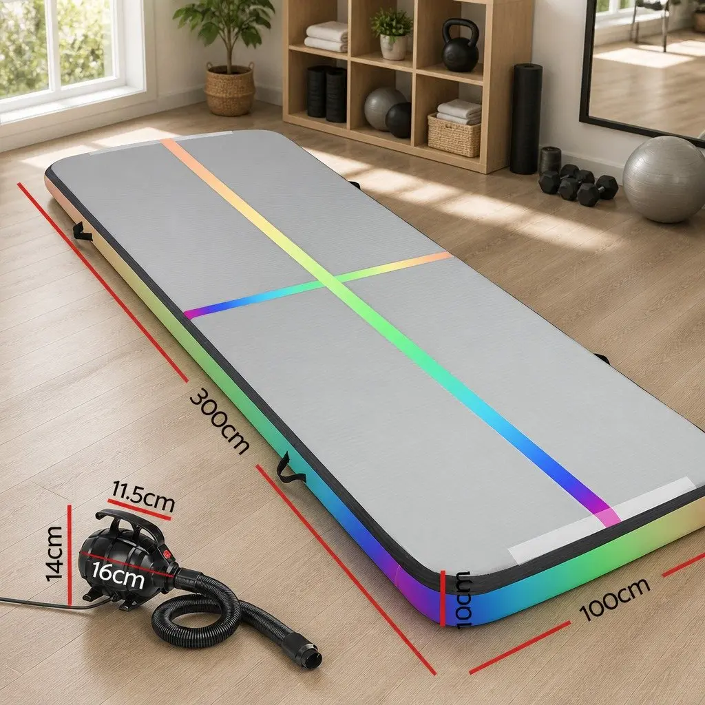 Air Track Gymnastics Mat for Home Exercise 3M Inflatable Tumbling Mat with Electric Pump