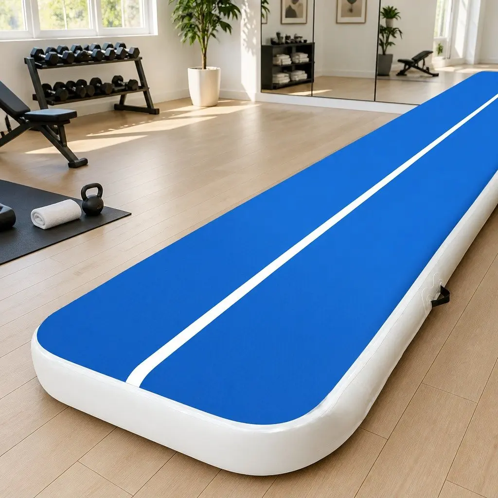Inflatable Air Track Mat Gymnastics Tumbling Exercise 5m x 1m Blue White