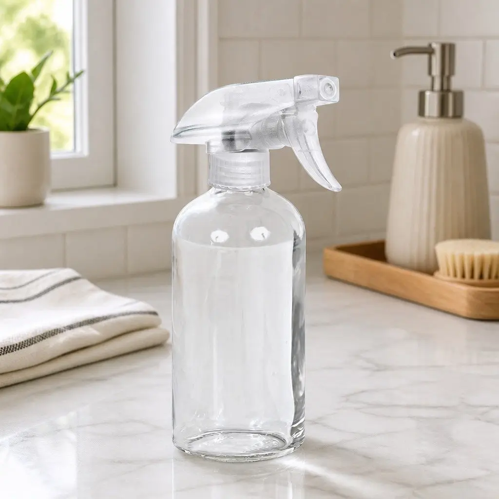 4x 500ml Clear Glass Spray Bottles Trigger Nozzle Fine Mist Stream Ergonomic