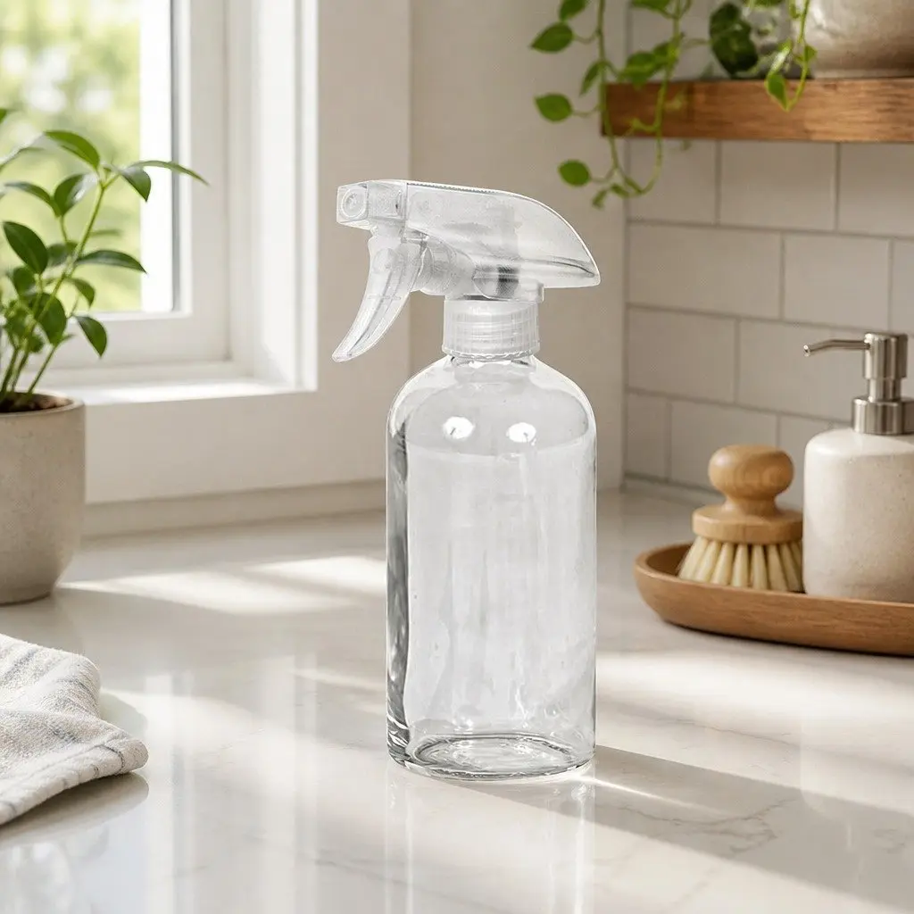 6x 500ml Clear Glass Spray Bottles Trigger Mist Stream Nozzle Adjustable