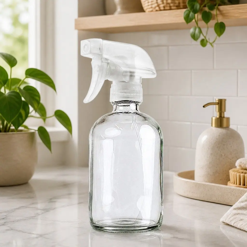 6x 500ml Clear Glass Spray Bottles Trigger Mist Stream Nozzle Adjustable