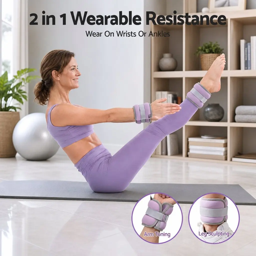 Ankle Wrist Weights Set for Home Fitness 4 Pairs 1kg 2kg 3kg 4kg