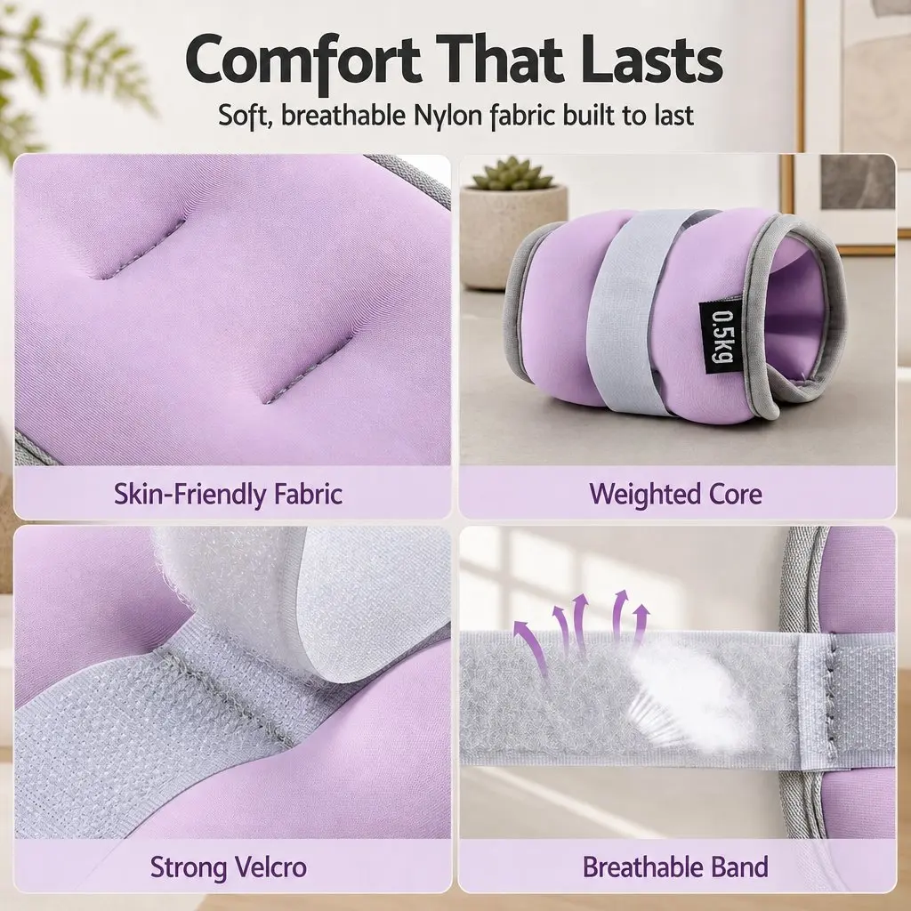 Ankle Wrist Weights Set for Home Fitness 4 Pairs 1kg 2kg 3kg 4kg