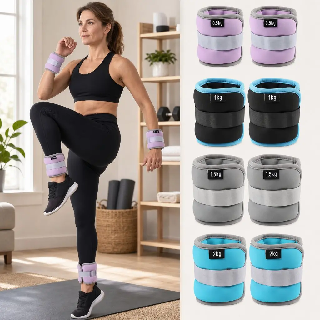 Ankle Wrist Weights Set for Home Fitness 4 Pairs 1kg 2kg 3kg 4kg