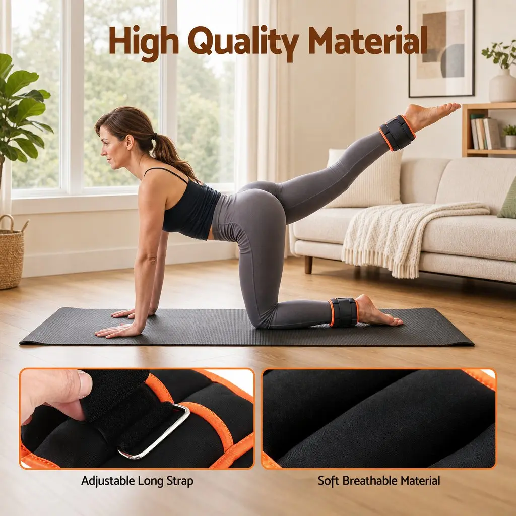 Adjustable Ankle Weights for Home Gym 34.5L x 14W cm 1 Pair Removable Sandbags