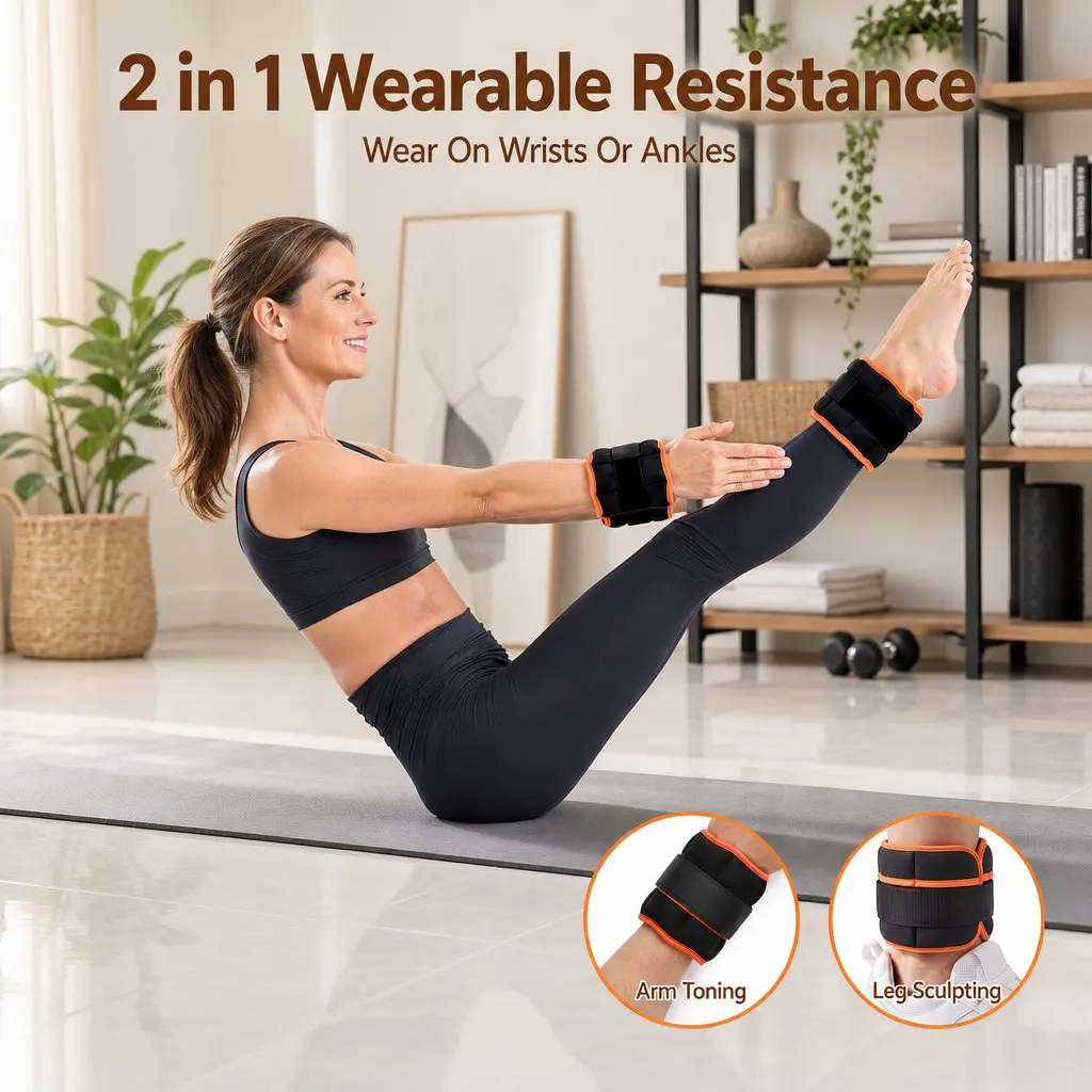 Adjustable Ankle Weights for Home Gym 34.5L x 14W cm 1 Pair Removable Sandbags