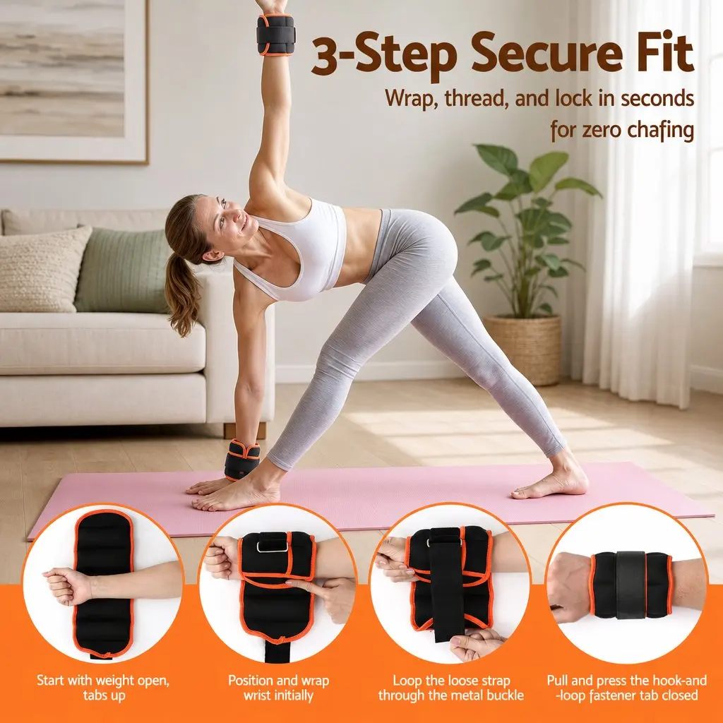 Adjustable Ankle Weights for Home Gym 34.5L x 14W cm 1 Pair Removable Sandbags