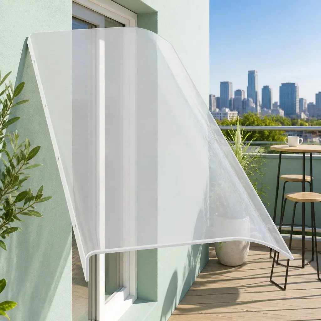 Awning for Window and Door 0.4m x 1m Transparent PET Polycarbonate Sheet UV Rain Resistant