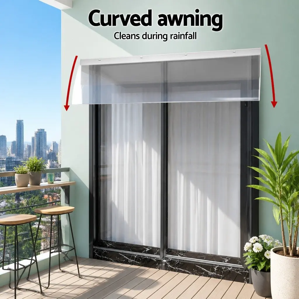 Awning for Window and Door 0.4m x 1m Transparent PET Polycarbonate Sheet UV Rain Resistant